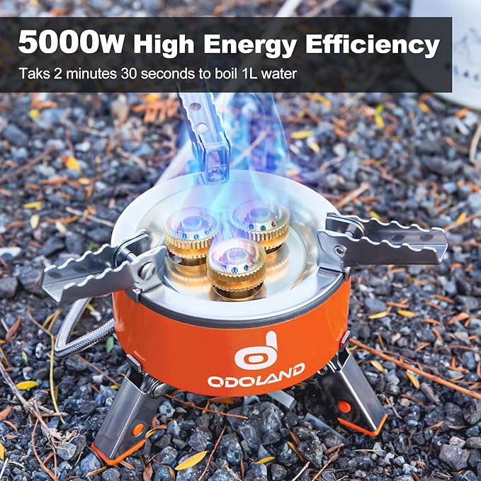 Odoland 5000W Portable Camping Stove Lightweight Camp Stove Collapsible Backpacking Stove with EVA