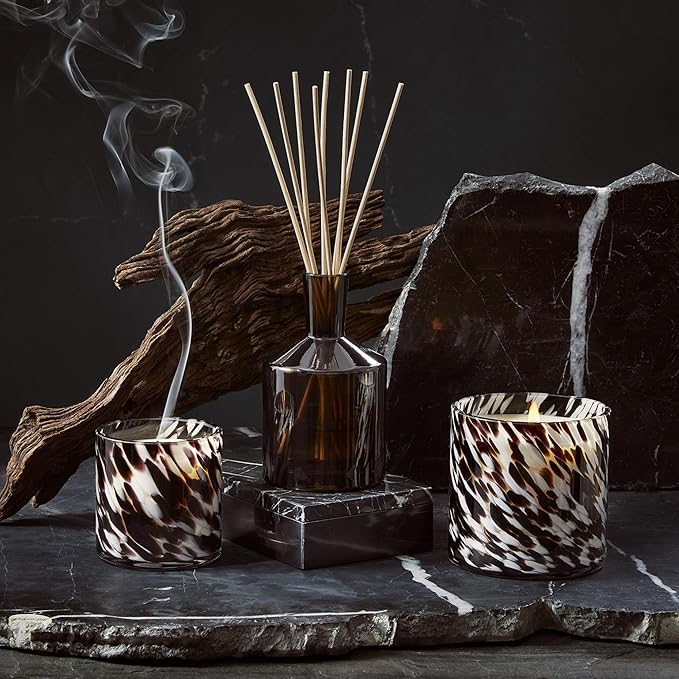 LAFCO New York Fall 3-Wick Candle, Saffron Sandalwood - 30 oz - 120-Hour Burn Time - Reusable, Hand