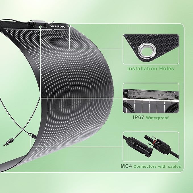 200W Semi-Flexible Solar Panel 12V/24V Monocrystalline Ultra-Flexible Bendable Mono Off-Grid