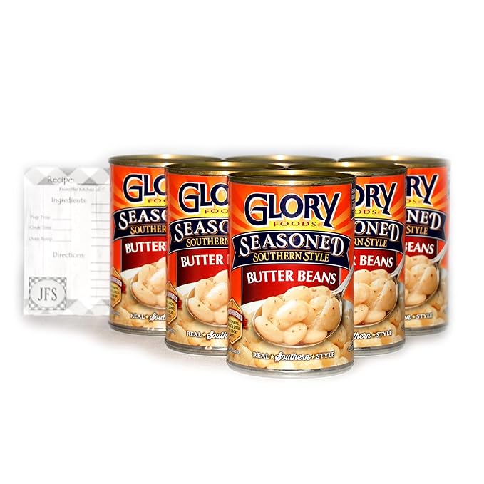 Glory Seasoned Butter Beans - 14.5 Oz Cans (Pack of 6)