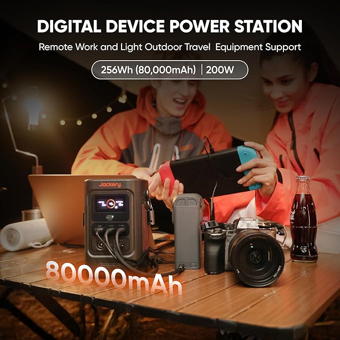Jackery Explorer 240D Power Bank, 256Wh LiFePO4 Battery Portable Power Station, Charging Cable