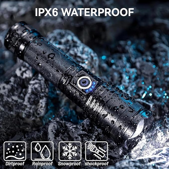Rechargeable LED Flashlights High Lumens, 90,000 Lumens Super Bright Flashlights with 5 Modes