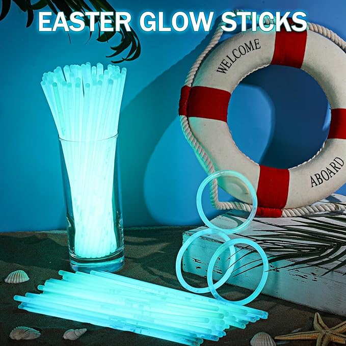 Hanaive 300 Pcs Glow Sticks Bulk 8 Inch Glow in The Dark Party Favors Neon Bracelets and Necklaces