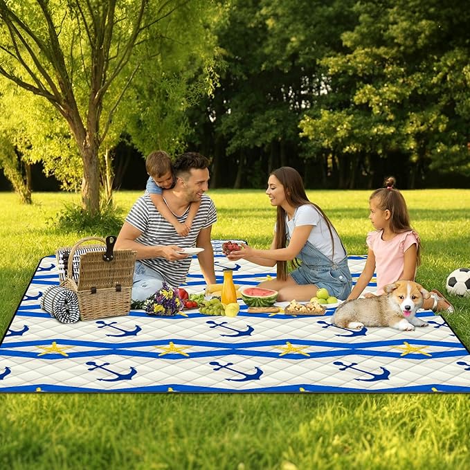 Poedist Extra Large Picnic Blanket Waterproof,80"x 80"Foldable Machine Washable Beach