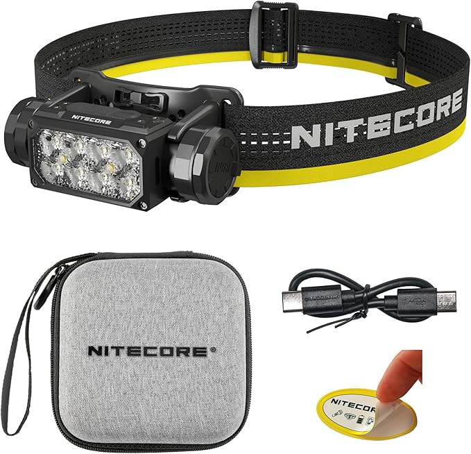Nitecore HC65 UHE 2000 Lumen Heavy Duty Metal Headlamp, USB-C Rechargeable with White, Red, and
