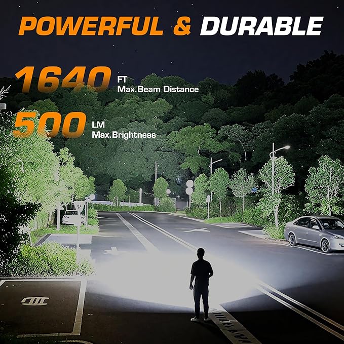 EverBrite Powerful Rechargeable Spotlight, 500lm LED Flashlight with Adjustable Stand, Perfect for