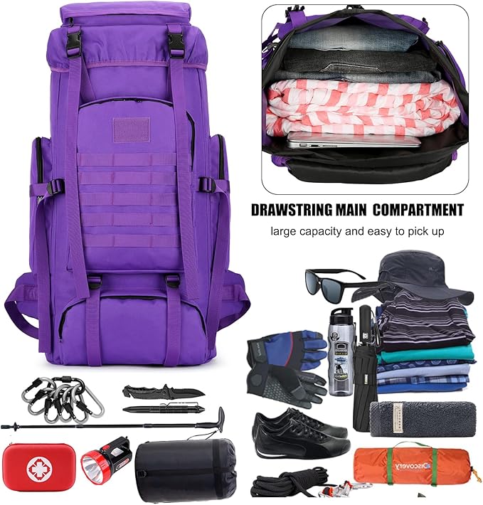 Hiking Backpack for Men 70L/100L Camping Backpack Military Rucksack Molle 3 Days Assault Pack for