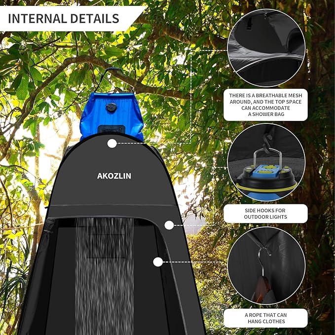 AKOZLIN Portable Pop Up Shower Tent Instant Privacy Dressing Changing Tent Outdoor Shower Room Camp