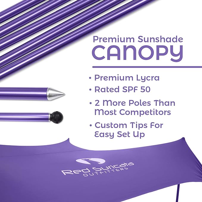 Red Suricata Family Beach Tent & Canopy, UPF50 Sun Shade, 4 Aluminum Poles, Sand Shovel, Medium