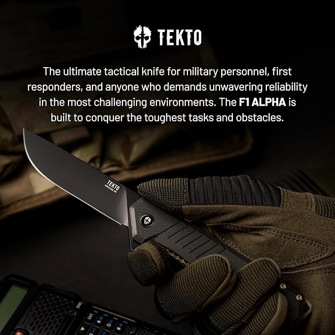 F1 Alpha Folding Pocket Knife - Modified Straight Back Blade, Titanium Coated D2 Steel, Ideal for