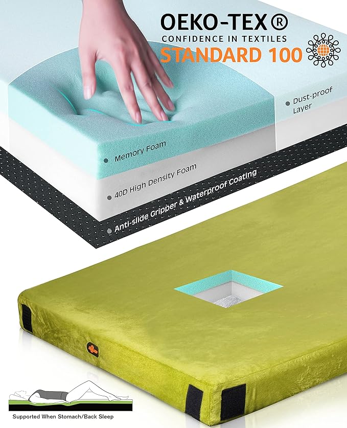 3 Inch GAIALOOP Thick Memory Foam Camping Mattress Sleeping Pad [Car/Tent/Cot] Glamping Portable