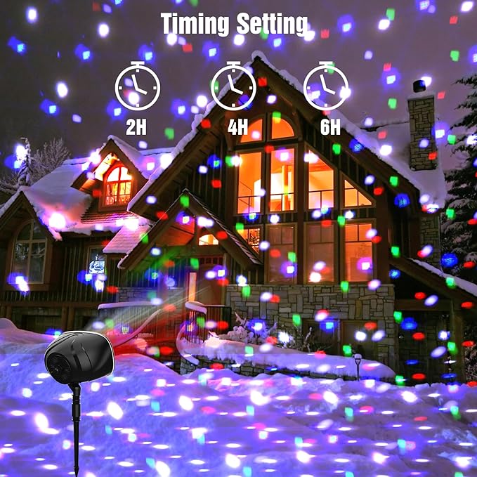 Christmas Halloween Projector Lights Outdoor,Indoor 15 Colors Snowfall Rotating Falling Snow