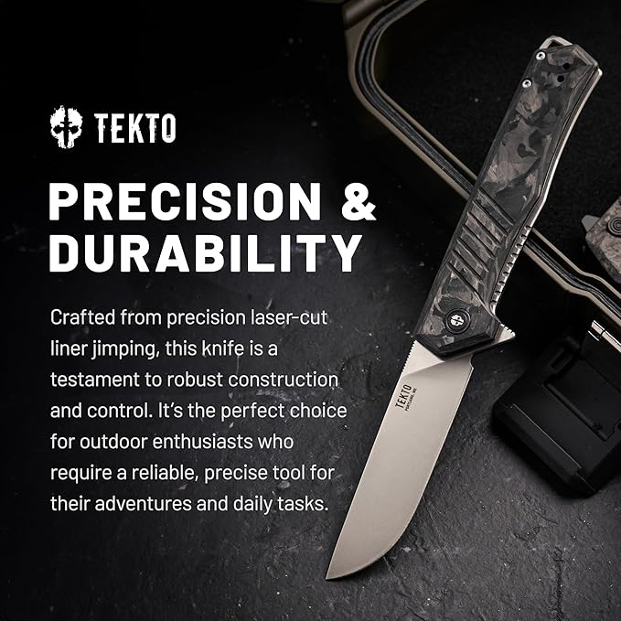 KNIVES F1 Alpha Folding Pocket Knife - Modified Straight Back Blade, Titanium Coated D2 Steel