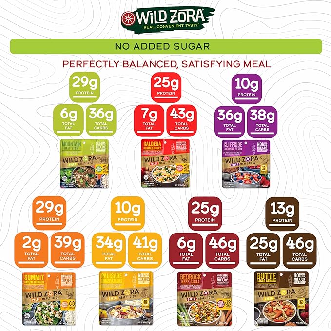 Wild Zora Paleo Freeze Dried Meals for Backpacking & Camping - Healthy Gluten Free & Grain Free