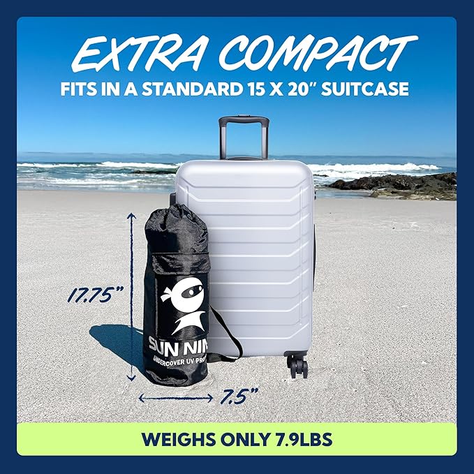 SUN NINJA Beach Tent Sun Shelter UPF50+ - Easy Pop Up Beach Canopy - Outdoor Shade for Camping