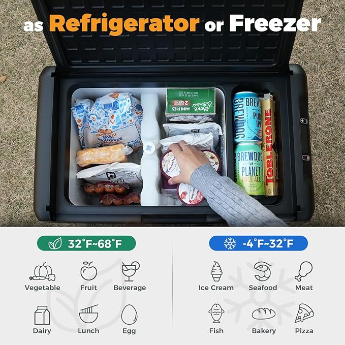 Setpower RF25 12V Refrigerator 27 Quart Portable Electric Cooler for Vehicles Car Freezer With