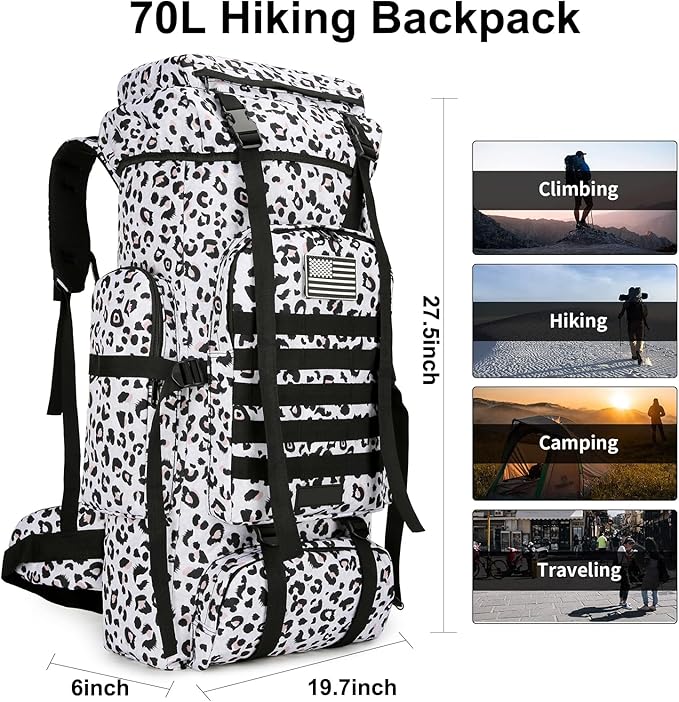 Hiking Backpack for Men 70L/100L Camping Backpack Military Rucksack Molle 3 Days Assault Pack for