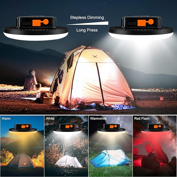 16500mAh 3000LM 4Color Flashlight Portable LED Camping Lantern Rechargeable Light 60W with Magnet