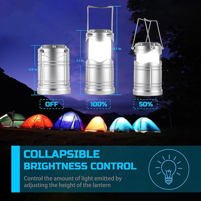 Lichamp LED Camping Lantern, 4 Pack Battery Powered Flashlight for Power Outages, Portable