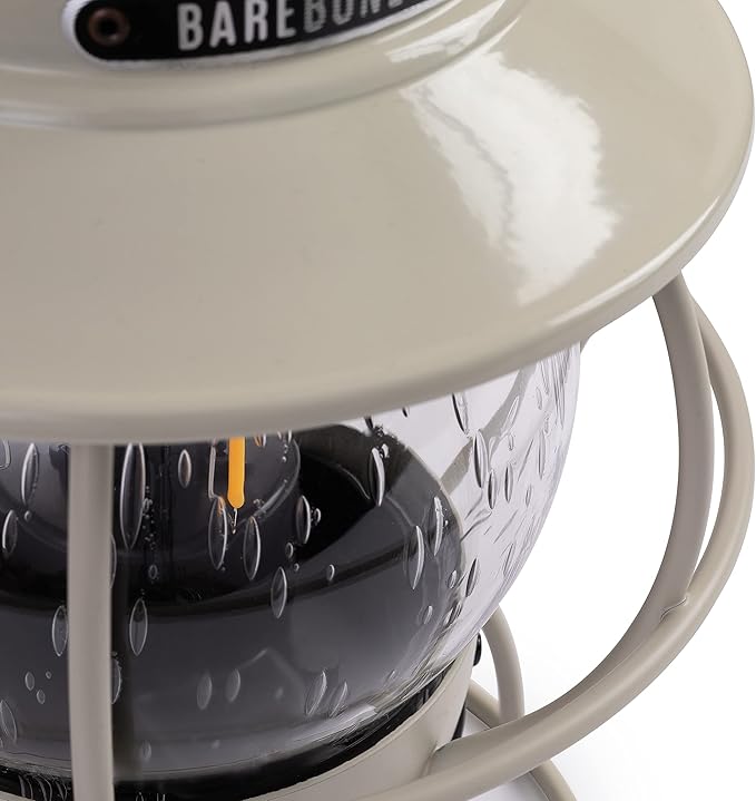 Barebones Railroad Lantern ??Vintage White, Vintage-Inspired LED Camping Lantern with Rechargeable