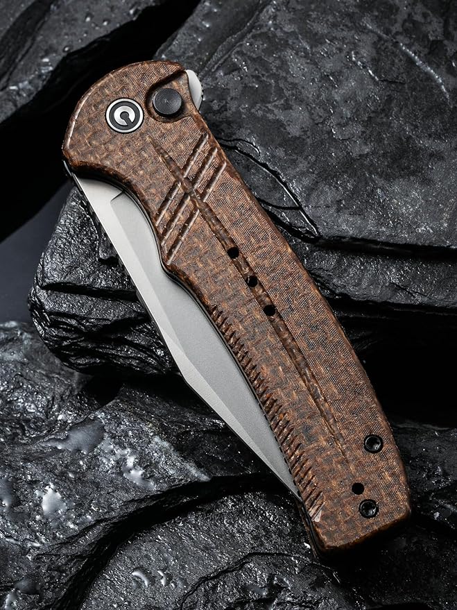 CIVIVI Folding Pocket Knife,Cogent Knife 14C28N Blade Brown Micarta Handle for EDC C20038D-6