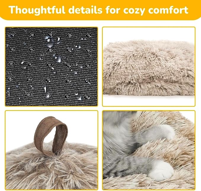CATISM Cat Bed, Cat Cave for Indoor Cats, Soft Cat Dome, Self-Warming 2 in 1 Foldable Pet Cat House