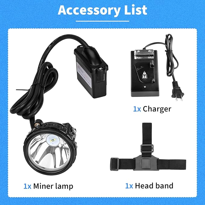 Rechargeable Mining Headlamp, 1+2 LED Super Bright Cap Lamp, Waterproof & Explosion-Proof Safety