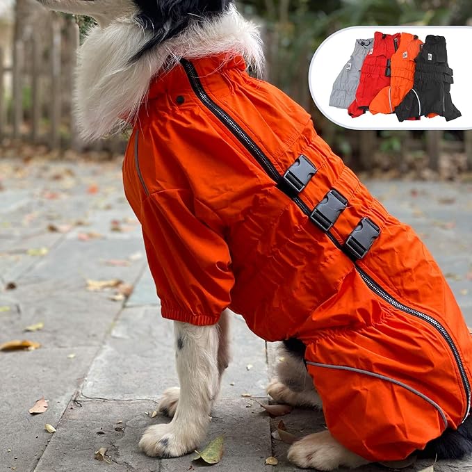 Dogs Waterproof Jacket, Lightweight Waterproof Jacket Reflective Safety Dog Raincoat Windproof