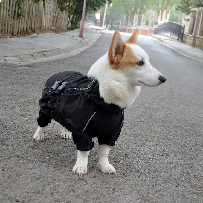 Dogs Waterproof Jacket, Lightweight Waterproof Jacket Reflective Safety Dog Raincoat Windproof