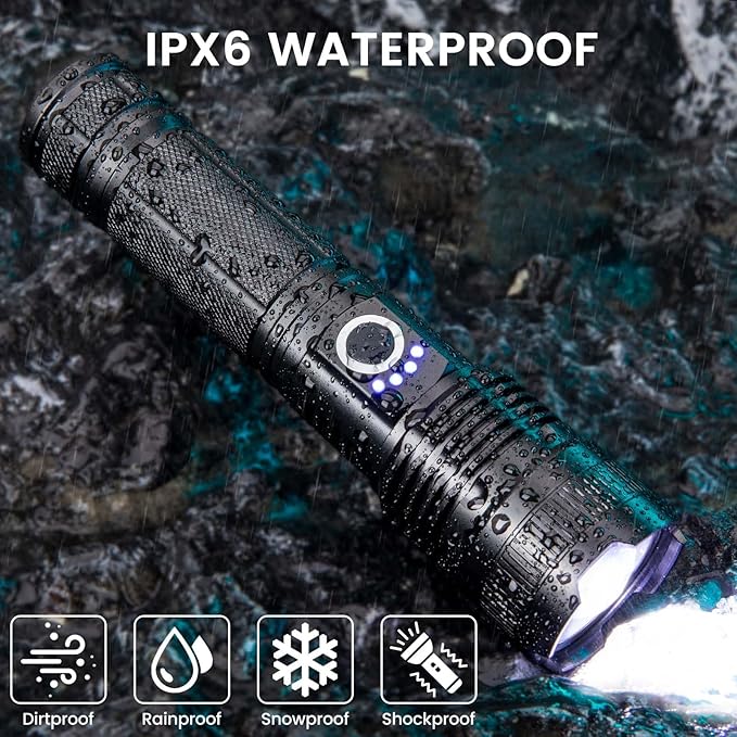 Rechargeable Flashlights High Lumens, 4 Pack 99,000 Lumens Led Flashlights with 5000ɱAh ?attery