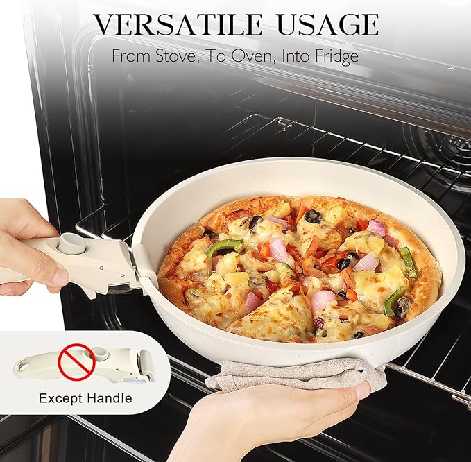 GiPP 5Pcs Pots and Pans Set Non Stick, Cookware Sets Nonstick Detachable Handle, Induction Kitchen
