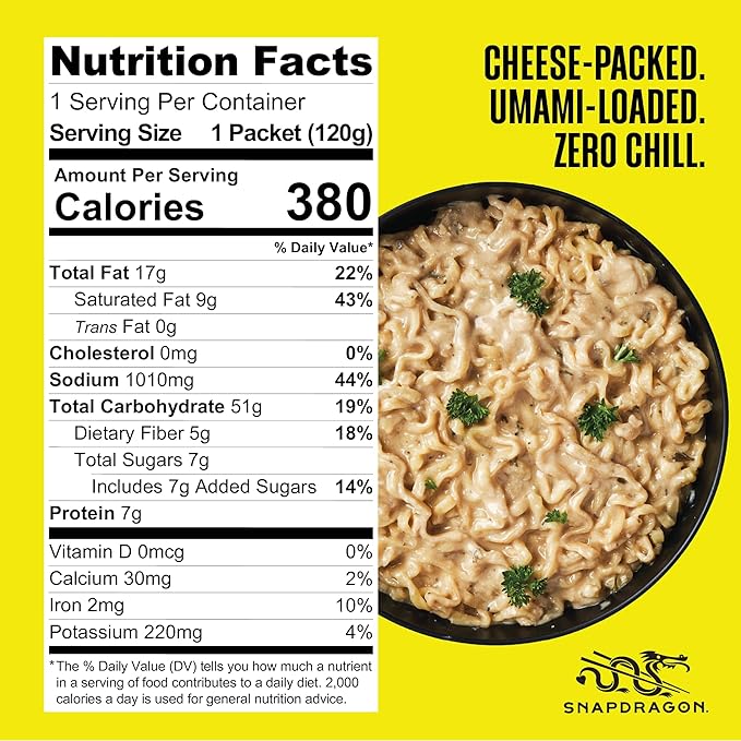 Snapdragon Saucy Instant Noodles with Cheezy Umami, Savory Slurpable Sauce - Quick Meal, Snack, and