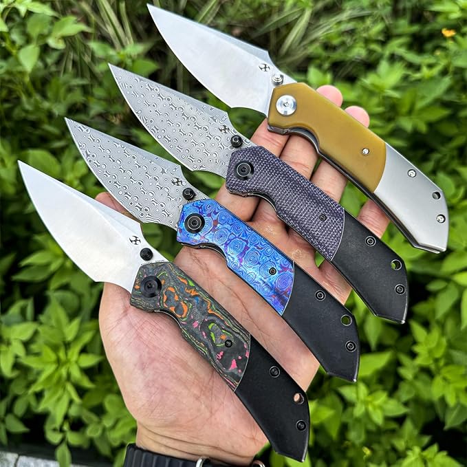 KANSEPT Fenrir Pocket Folding Knives for Men Women EDC Camping Fishing Knives 3.48'' Damascus