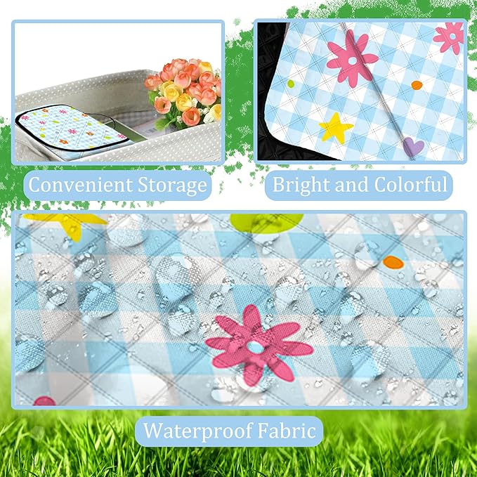 Extra Large Picnic Blanket Waterproof,80"x 80"Foldable Machine Washable Beach Blankets,Outdoor