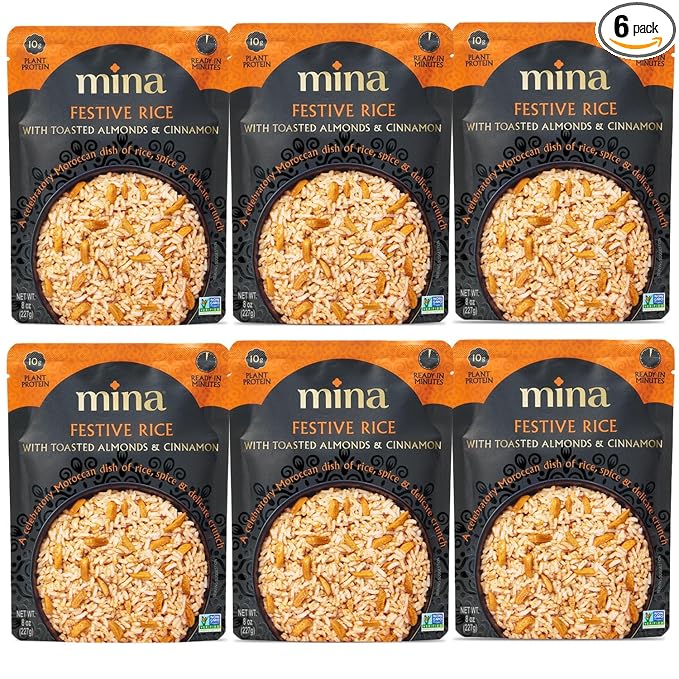 Mina Festive Rice, With Toasted Almonds & Cinnamon, Ready to Eat, Brown Rice, Side Dishes