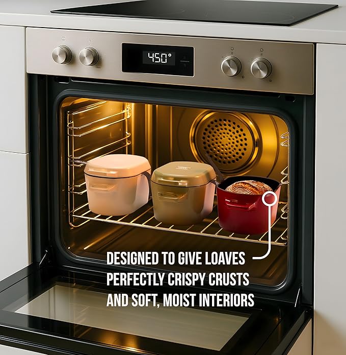 Kook Dutch Oven, for Bread Baking, Sourdough Loaf Pan, Dual Handles, Enameled Cast Iron, with