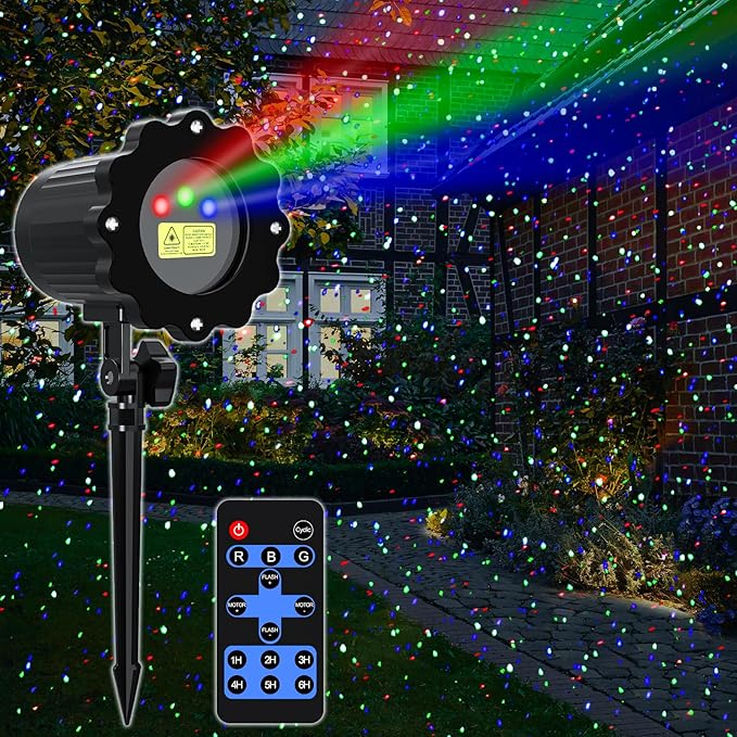 Christmas Projector Lights Outdoor, Garden Light Projector with Timer, Firefly Lights, IP65