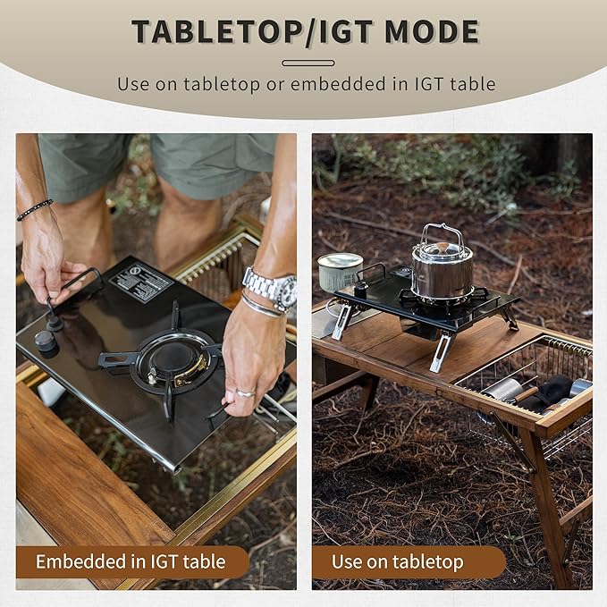 Naturehike Camping Gas Stove for IGT Table, Folding Isobutane Stove with Carry Bag, Portable Camp