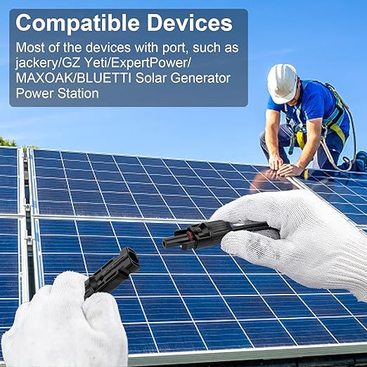 20FT 10AWG Solar Panel Extension Cable with Female and Male Connectors, Solar Cable for Solar
