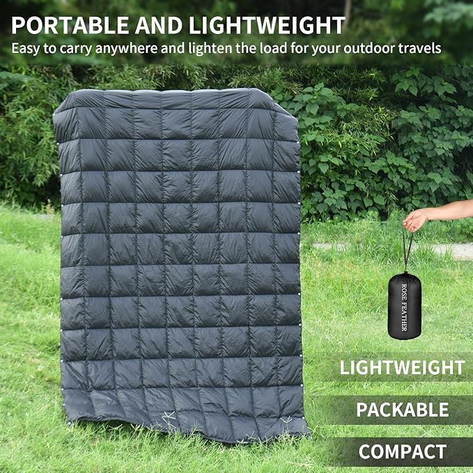 Down Camping Blanket, Muti-Use Outdoor Travel Blanket, Puffy Sleeping Bag Blanket, Waterproof