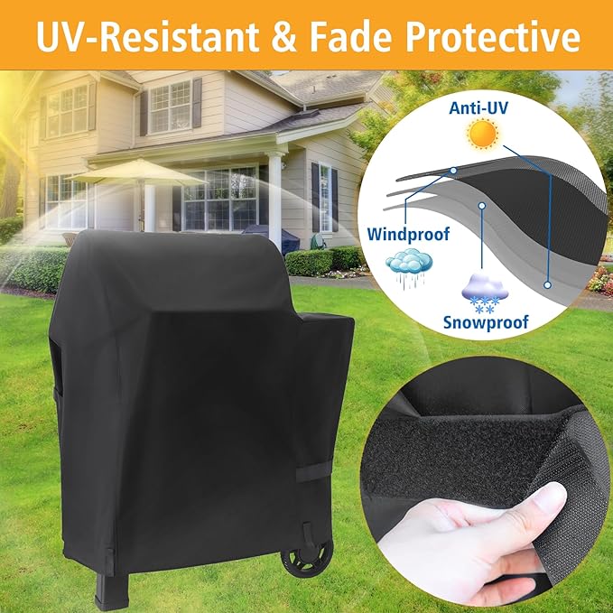 Grill Cover for Weber Searwood 600 Pellet Grill, 600D Waterproof 3400145 Weber Searwood 600 Cover