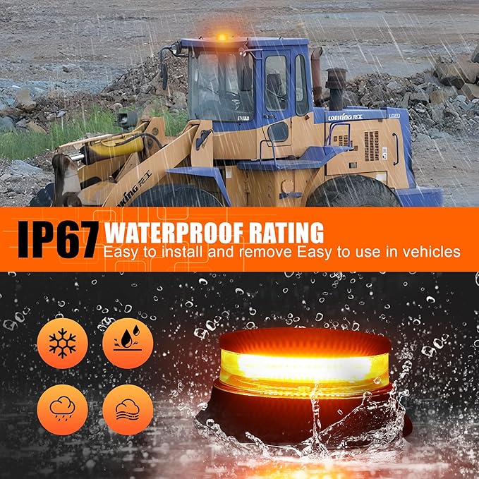 WINECO LED Amber Strobe Beacon Lights, Safety Warning Emergency Hazard Rotating Flashing Lights for