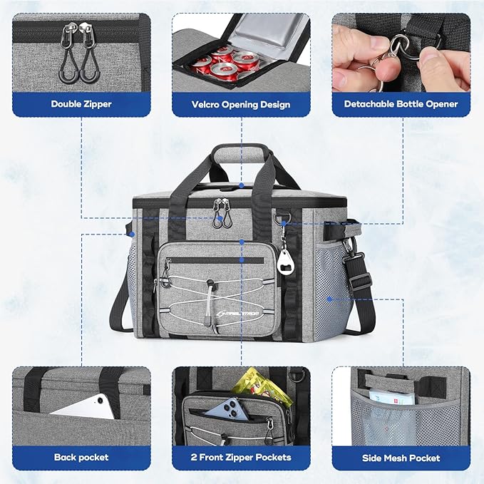 Maelstrom Soft Sided Cooler Bag, 30/40 Can Collapsible Insulated Ice Chest, Large Leakproof Camping