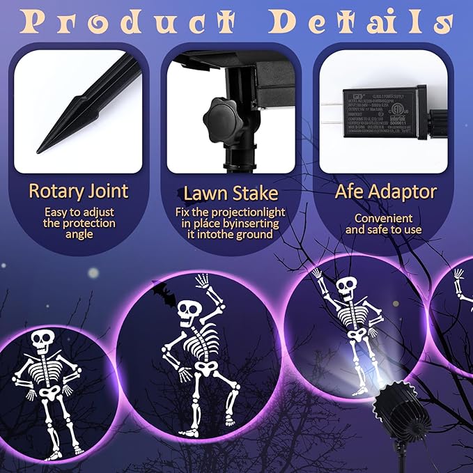 Halloween Projector Light with 1 Film Slides Holiday LED Projector Lights Outdoor Reflectors