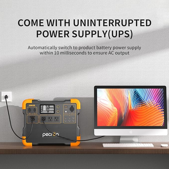 pecron Portable Power Station, E1500LFP Solar Generator 1536Wh, 2200W LiFePO4 Battery Backup, Fast