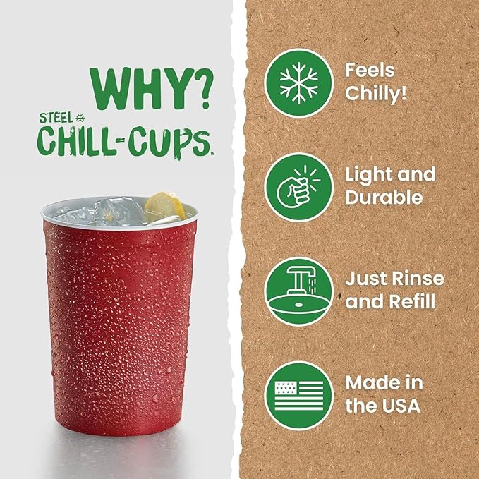 16 oz. Party Cups, Perfect for Cold Drinks, Sturdy & Durable, Disposable and 100% Recyclable, Made