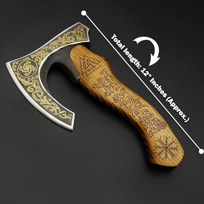 SHINY CRAFTS-Viking axe bearded axe tomahawk birthday gifts-Viking Axe with Carbon Steel Head and