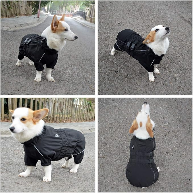 Dogs Waterproof Jacket, Lightweight Waterproof Jacket Reflective Safety Dog Raincoat Windproof