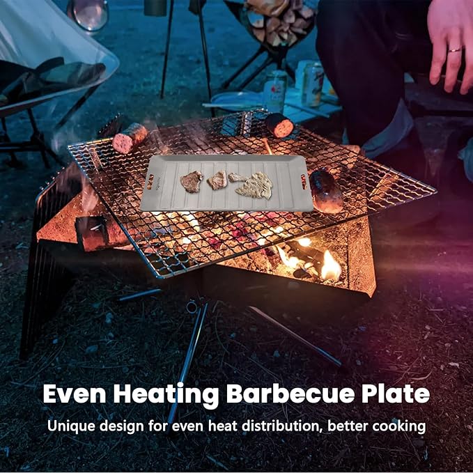 Camping Cookware Set, Camping Grill Pan or BBQ Tongs Set Portable Outdoor Cookware Lightweight