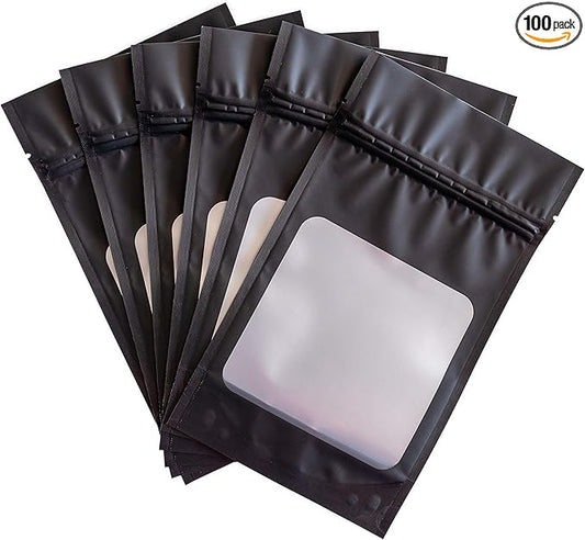 HANSER | Smell Proof Odorless Mylar Resealable Foil Pouch Bags with clear Window | Stand up bottom